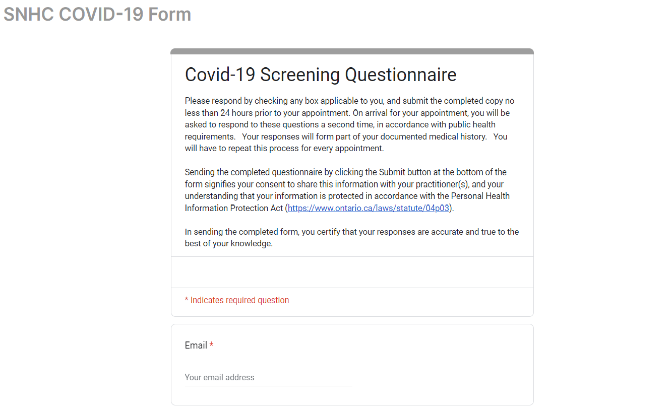 SNHC COVID-19 Form