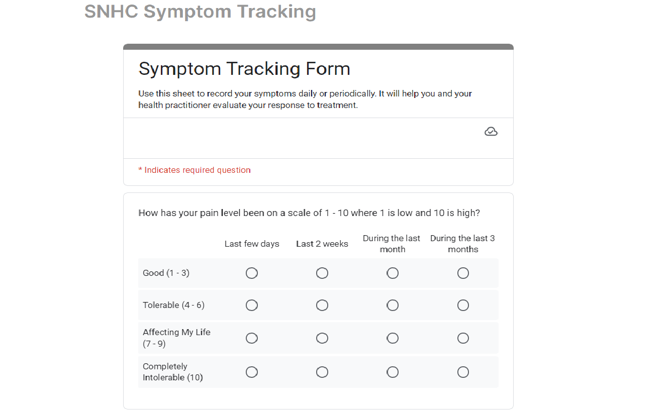 SNHC Symptom Tracking Form